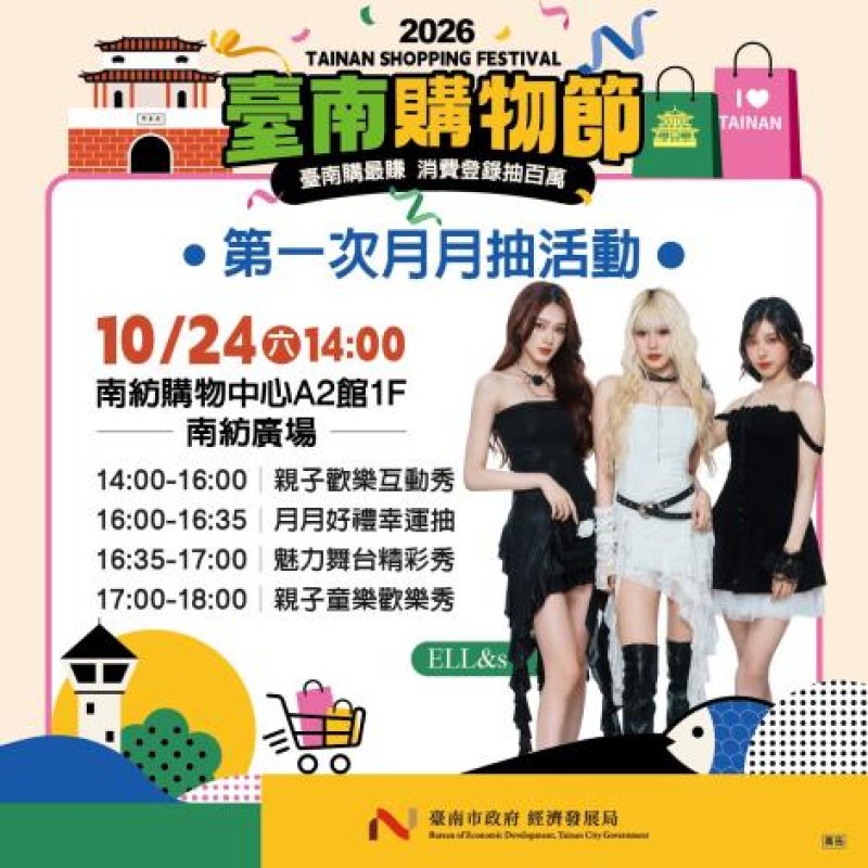 連假消費熱潮來襲！臺南購物節月月抽10/24登場　加碼國旅優惠帶動商圈買氣