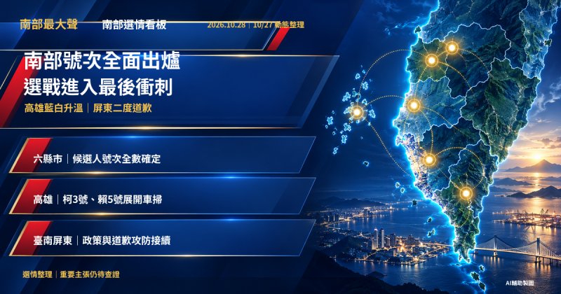 南部六縣市號次全面出爐　高雄藍白升溫、屏東失言風波二度道歉